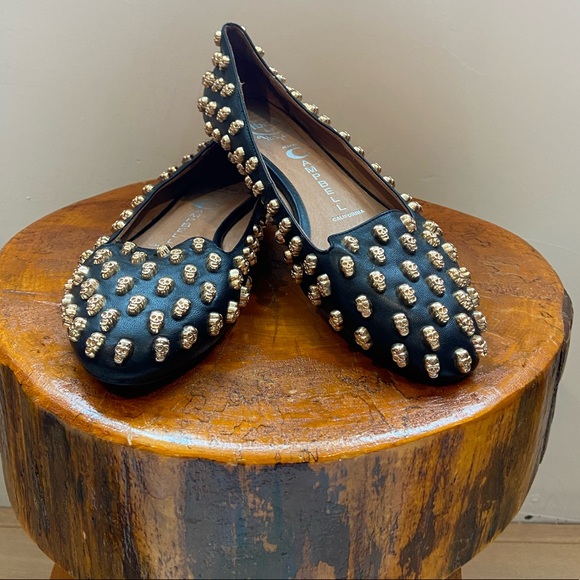 Jeffrey Campbell Black and Gold Studded Loafers - Picture 3 of 12